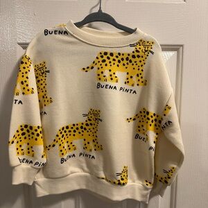 Zara Cream Sweater with Yellow Leopard Design